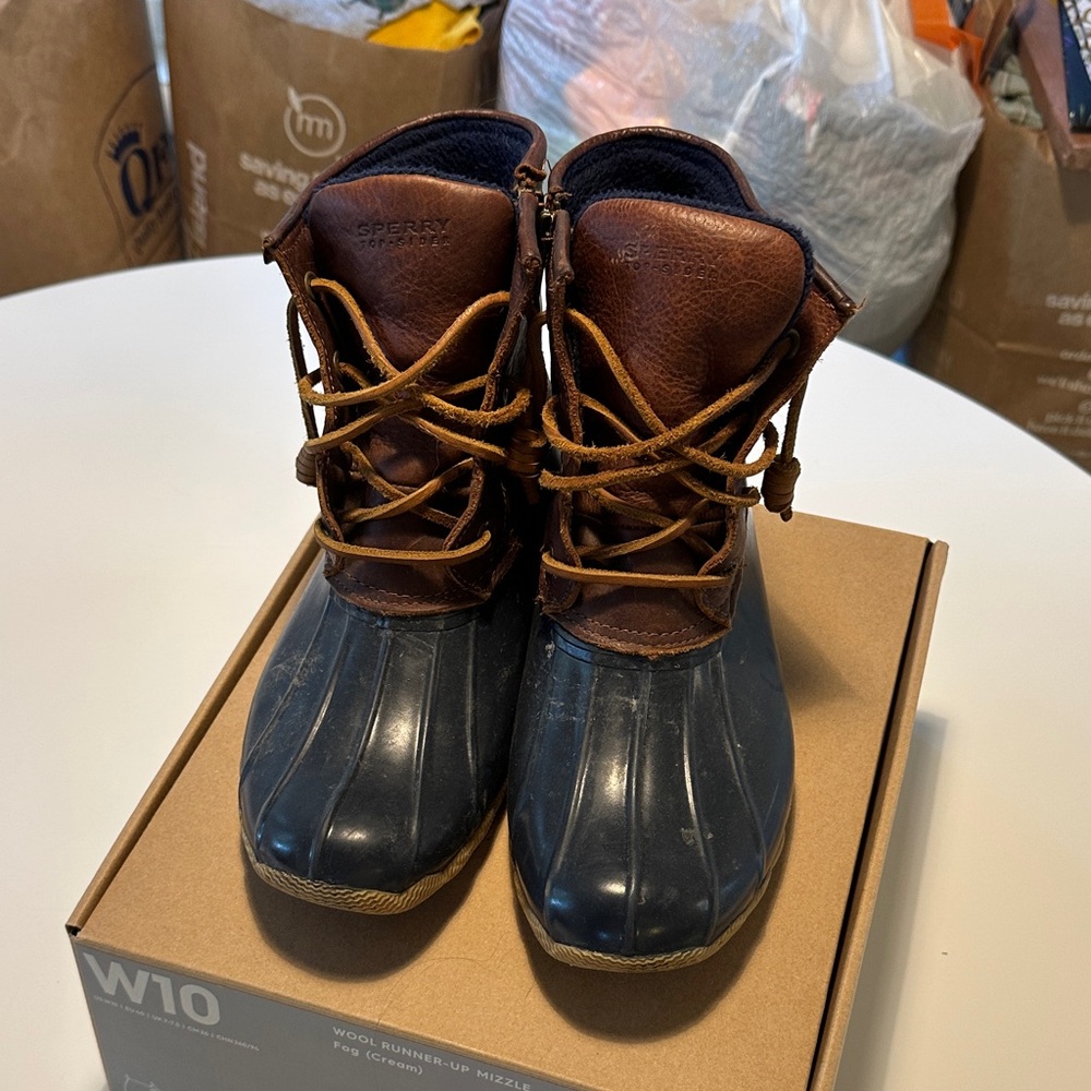 Sperry Leather Navy Duck Boots